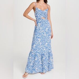 Z Supply Blue and White Floral Cutout Maxi Dress